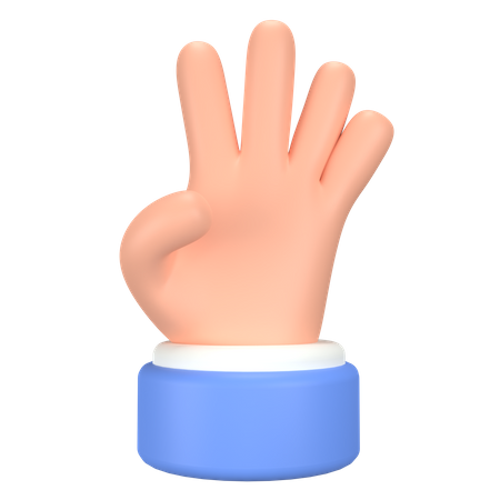 Four Finger Hand Gesture  3D Icon