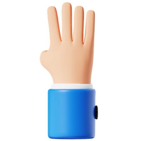 Four Finger Hand Gesture  3D Icon