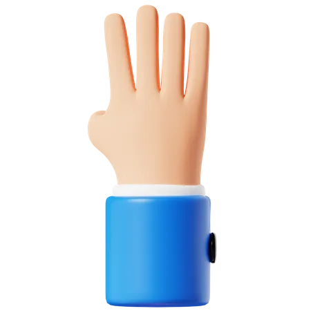 Four Finger Hand Gesture  3D Icon