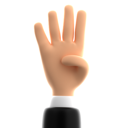 Four Finger Hand Gesture  3D Icon