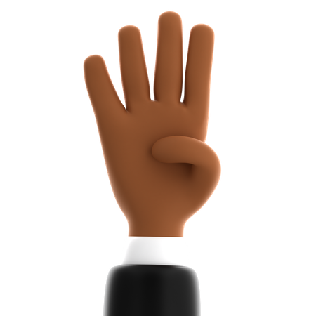 Four Finger Hand Gesture  3D Icon