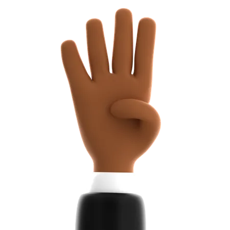 Four Finger Hand Gesture  3D Icon