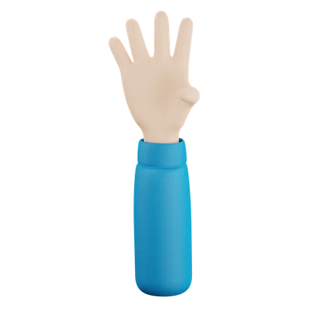 Four Finger Hand Gesture  3D Icon