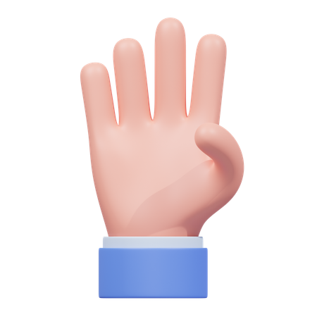 Four Finger Hand Gesture  3D Icon