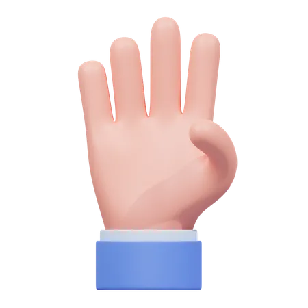 Four Finger Hand Gesture  3D Icon