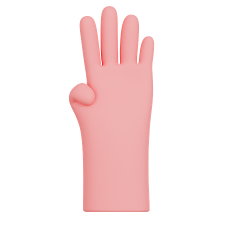 Four Finger Hand Gesture  3D Icon