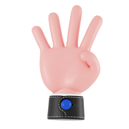 Four Finger Hand Gesture  3D Icon