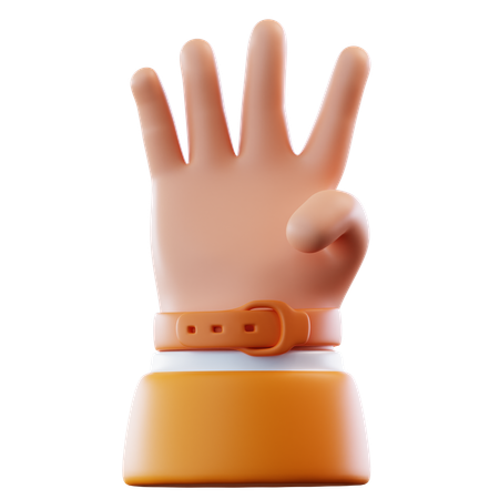 Four Finger Hand Gesture  3D Icon