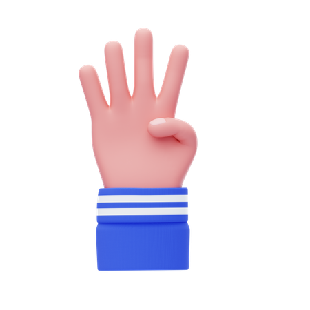 Four Finger Hand Gesture  3D Icon