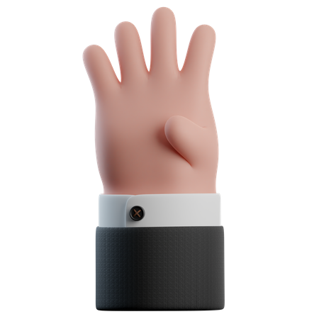 Four Finger Hand Gesture  3D Icon