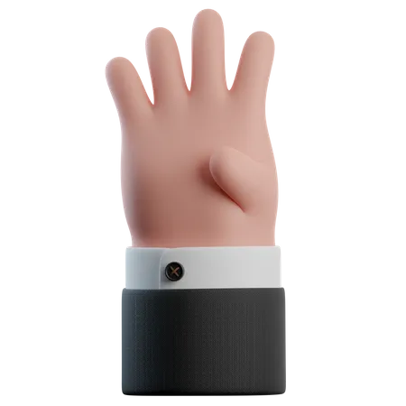 Four Finger Hand Gesture  3D Icon