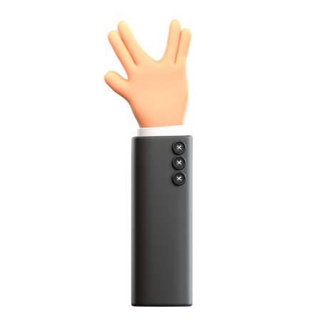 Four Finger Hand Gesture  3D Icon