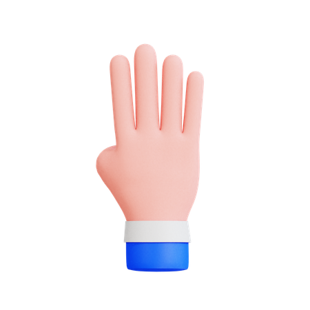 Four Finger Hand Gesture  3D Icon