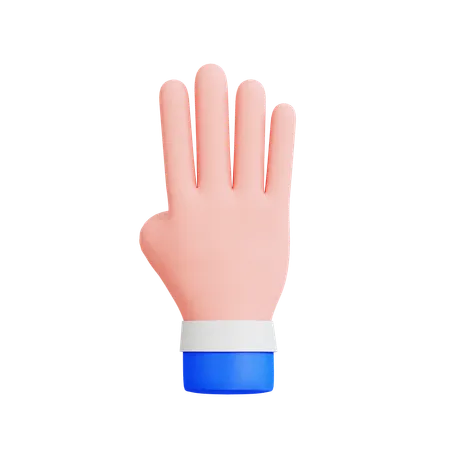 Four Finger Hand Gesture  3D Icon