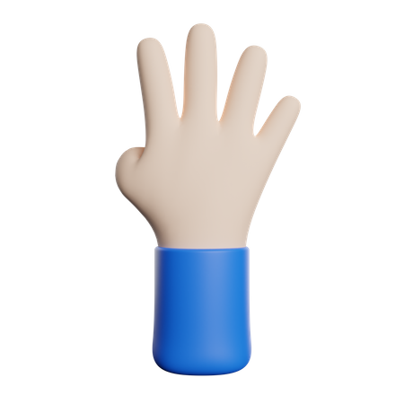 Four Finger Hand Gesture  3D Icon