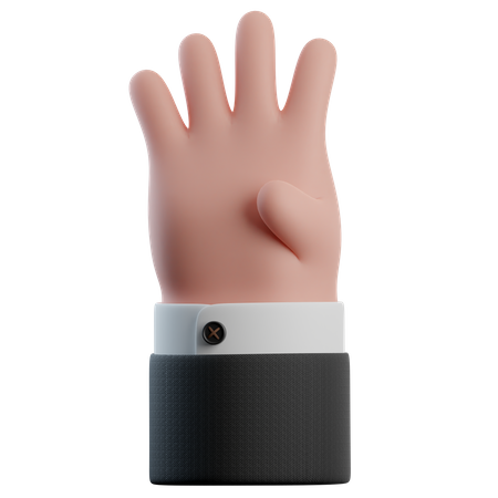 Four Finger Hand Gesture  3D Icon
