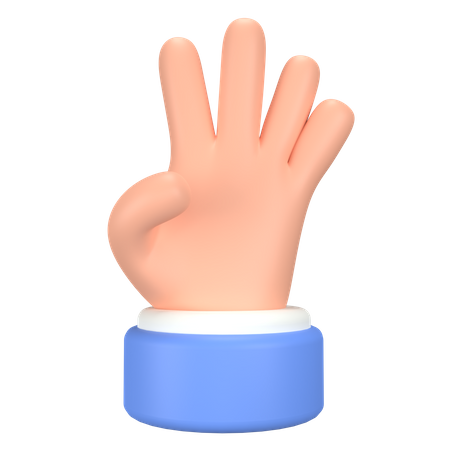 Four Finger Hand Gesture  3D Icon