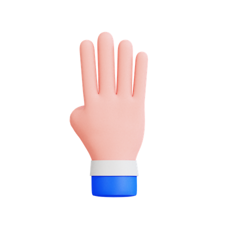 Four Finger Hand Gesture  3D Icon