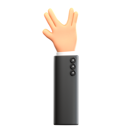 Four Finger Hand Gesture  3D Icon