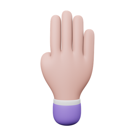 Four Finger Hand Gesture  3D Illustration