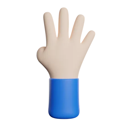 Four Finger Hand Gesture  3D Illustration