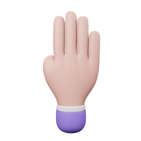 Four Finger Hand Gesture 3D Illustration