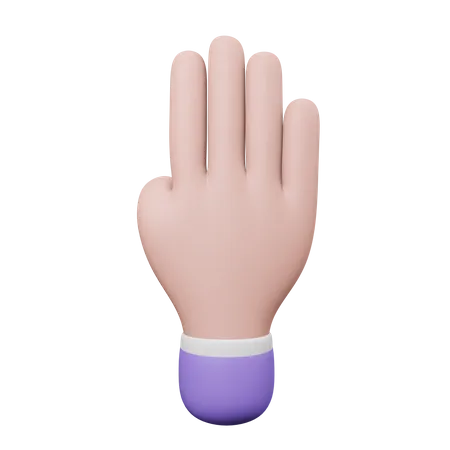 Four Finger Hand Gesture  3D Illustration
