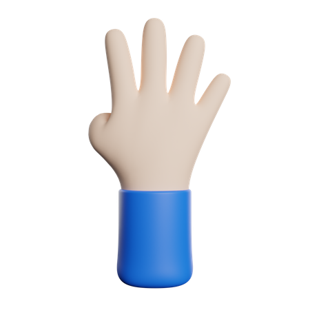 Four Finger Hand Gesture 3D Illustration