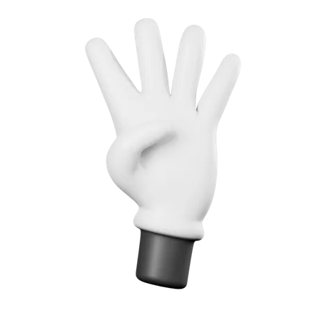 Four Finger Hand Gesture  3D Illustration
