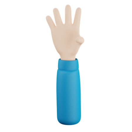 Four Finger Hand Gesture  3D Icon