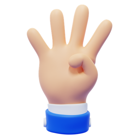 Four Finger Hand Gesture 3D Icon