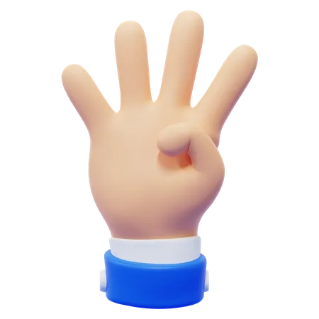 Four Finger Hand Gesture 3D Icon