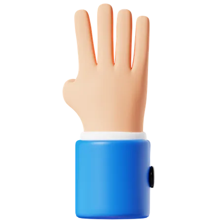 Four Finger Hand Gesture 3 D Illustration 3D Icon