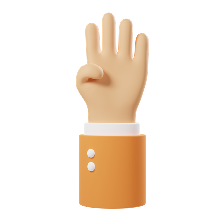 Four Finger Up Hand Gesture  3D Icon