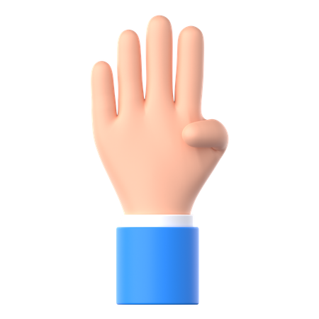 Four Fingers Hand Gesture  3D Icon