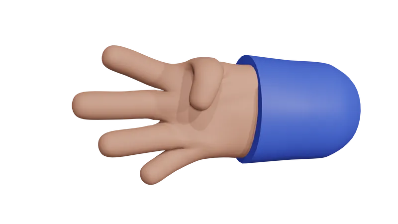 Four Fingers hand gesture  3D Icon