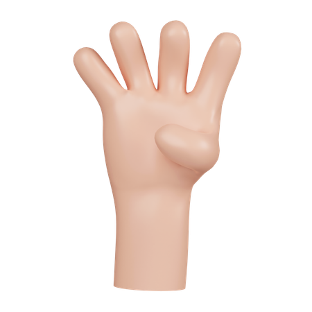 Four Fingers Hand Gesture  3D Icon