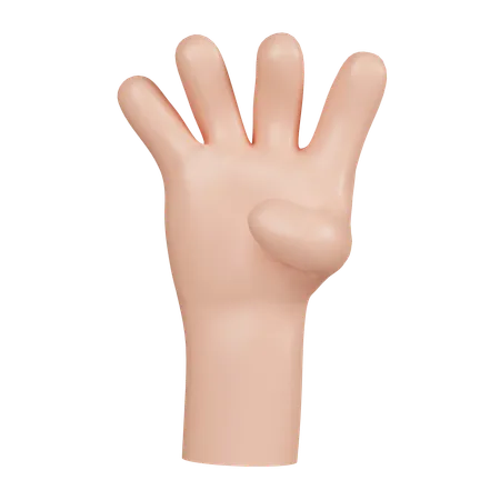 Four Fingers Hand Gesture  3D Icon