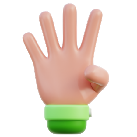 Four Fingers Hand Gesture  3D Icon