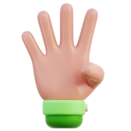 Four Fingers Hand Gesture  3D Icon