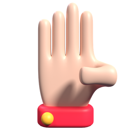 Four Fingers Hand Gesture  3D Icon