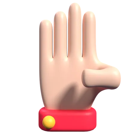 Four Fingers Hand Gesture  3D Icon