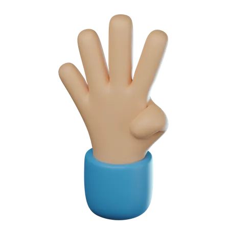 Four Fingers Hand Gesture  3D Icon