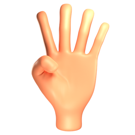 Four fingers hand gesture  3D Icon