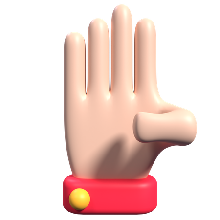 Four Fingers Hand Gesture  3D Icon