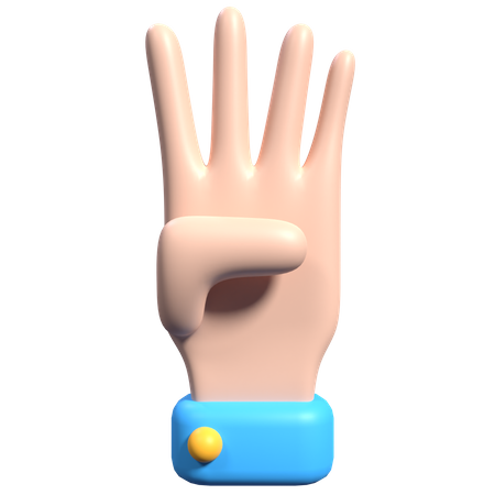 Four Fingers Hand Gesture  3D Icon