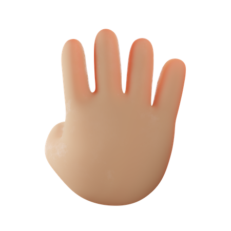 Four Fingers Hand Gesture  3D Illustration