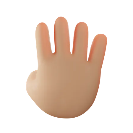 Four Fingers Hand Gesture  3D Illustration