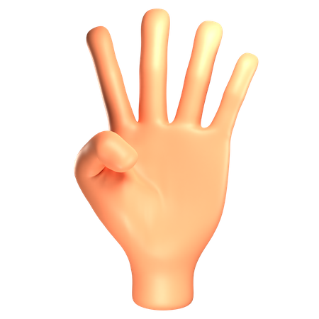 Four fingers hand gesture  3D Illustration