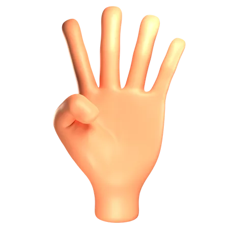 Four fingers hand gesture  3D Illustration